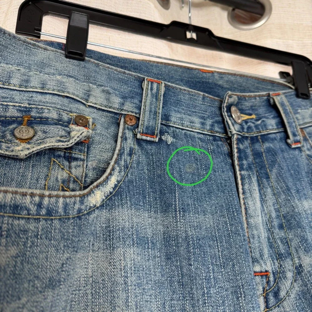 Y2K Vintage True Religion Joey Samurai Graphic Jeans Blue Distressed  Mens 40x30